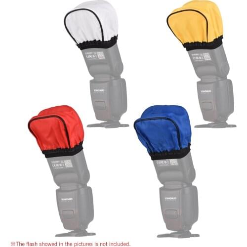 Andoer Universal Flash Bounce Diffuser Camera Speedlite Softbox for Canon Nikon Godox On-Camera Flash 4pcs White/Red/Yellow/Blue