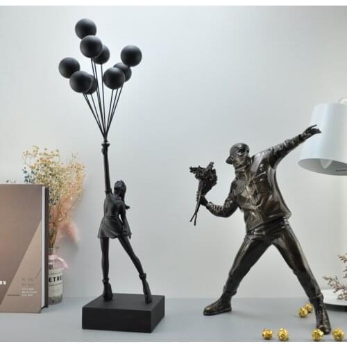 Balloons Girl figurine Statues Banksy Flying Balloons Girl Art Sculpture Resin Craft Home Decoration Christmas Luxurious Gift