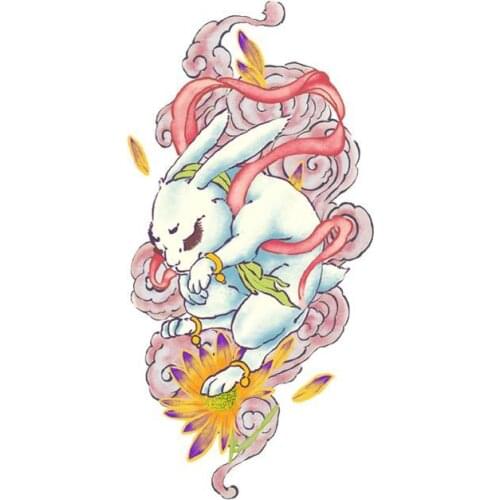 2pcs Japanese tattoo stickers ukiyo painting girl rabbit arm color Disposable Tattoo