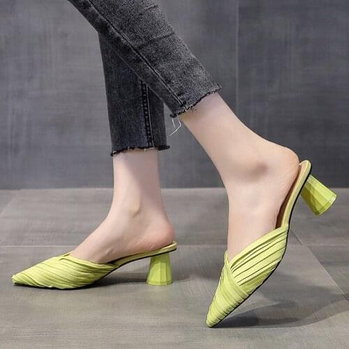 2021 High Heels Sandals Women Shoes Pointed Toe Ladies Female Slides Platform Pumps Fashion Mules Zapatillas Mujer Casa 34-39