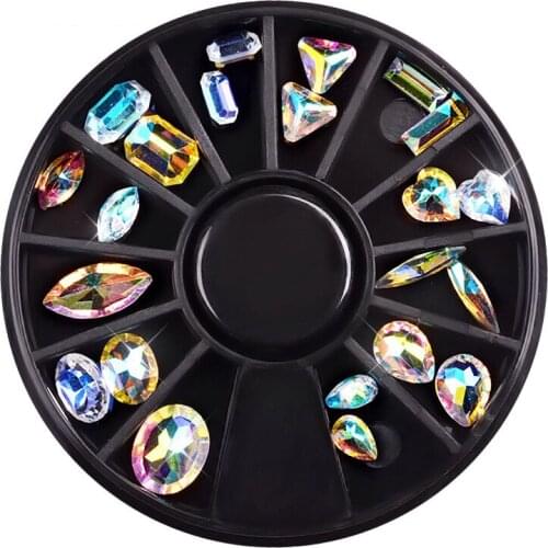 1Box Heart Geometric Crystal Rhinestones AB Colors High Quality Sharp Bottom Stones Garment Nail Art DIY 3D Gems Decoration