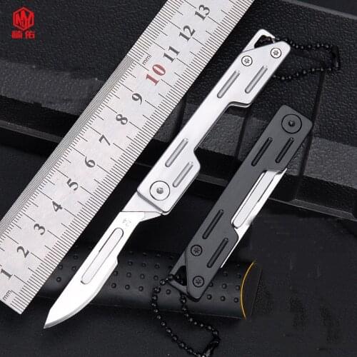 1PCS Stainless Steel Folding Knife Tactical Survival Tool Outdoor Mini Carry Out of the Box Keychain Pocket Knife Without Blade