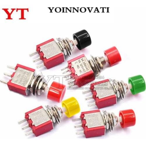 10pcs DS-612 6mm C-NO-NC Mini Momentary Automatic return Push Button Switch 2A 250VAC/5A 120VAC Toggle Switches MTS-102 PS102