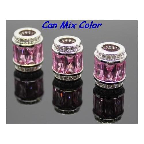 11mm*9mm Findings Diamante Zircon micro pave spacer Boutique Micropave Round Shape Beads inlay Brass big hrty3 bracelet finding