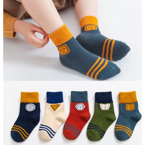 5Pair/lot Children Cotton Boys Girls Socks Cute Cartoon Pattern Kids Socks For Baby Boy Girl Sport Style Suitable For 1-10Y