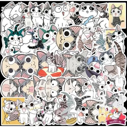 53PCS Cute Cat Stationery Stickers Kawaii Cartoon Decor Sticker Sticker For Kids DIY Scrapbooking Diary Albums