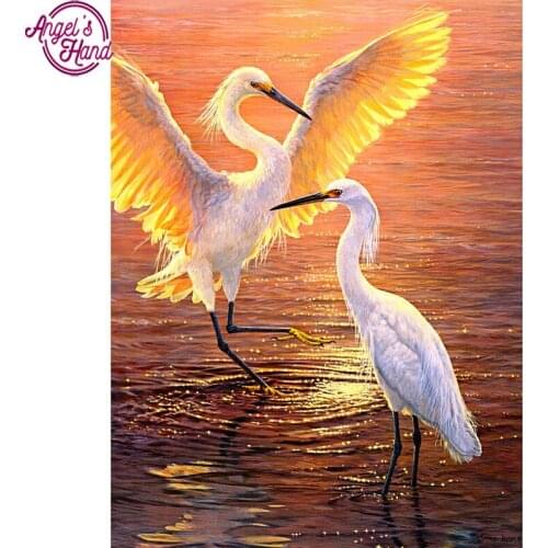 5d diy diamond embroidery sunset swan lake diamond painting Cross Stitch full square Rhinestone mosaic home decoration