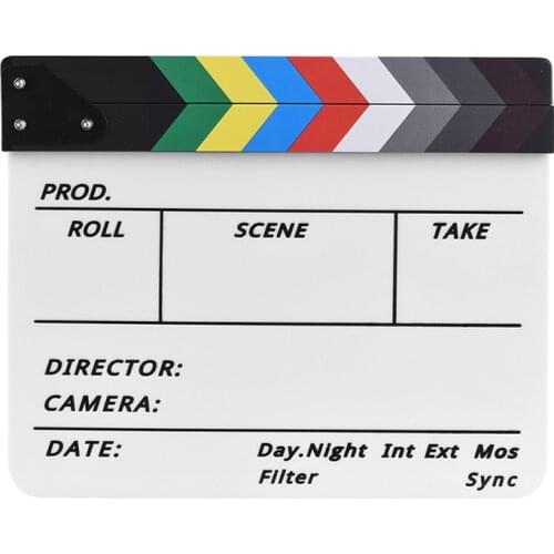 Andoer Film ClapperBoard Acrylic Clapboard Dry Erase TV Movie Director Cut Action Scene Slate Clap With Marker Pen Eraser