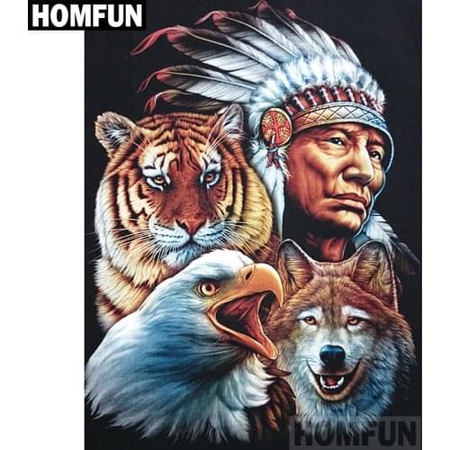 HOMFUN Full Square/Round Drill 5D DIY Diamond Painting "Indian animals" Embroidery Cross Stitch 5D Home Decor Gift A02211