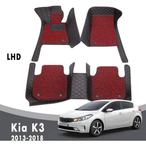 Car Floor Mats For Kia K3 Forte Cerato 2018 2017 2016 2015 2014 2013 Carpets Luxury Double Layer Wire Loop Auto Interior Rugs