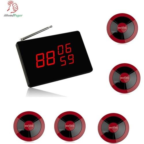 Wireless Calling System Waiter Call System Restaurant Call System Three Groups Number Display Receiver With 5 Push Button