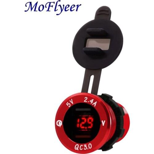 MoFlyeer Car Quick Charger QC 3.0 Power Adapter Dual USB Vehicle Intelligent DC 12 V-24 V Cigarette Socket Lighter For iPhone