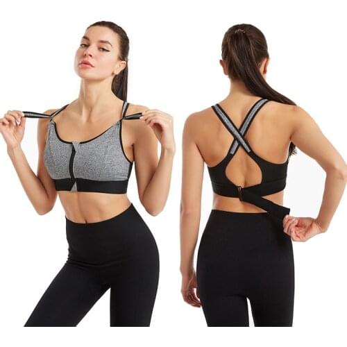 Women Sports Bra Adjustable Belt Zipper No Steel Ring Underwear Yoga Running Comfortable Shockproof Underwear Gym Bralette Vest