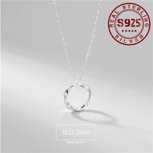 Women Pendant Necklace Real 925 Sterling Silver Bride Wedding Necklace Circle Pendants Chain For Women Jewelry Accessories