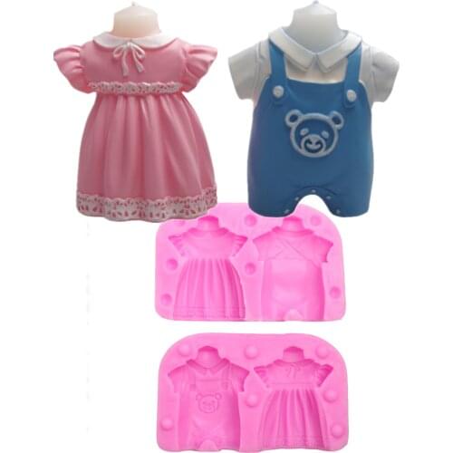 Baby Clothes Fondant 3D Silicone Mold DIY Chocolate Sugarcraft Cake Moulds Baking Cooking Tools Bakeware Decorating M1116