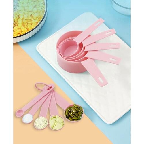 EHZ Measuring Cups and Spoons Set of 10 PCS Nesting Measure Cup Milk Coffee Salt Seasoning Spoon for Dry and Liquid Ingredient