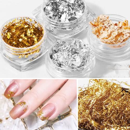Gold Silver Nail Art Foil Paper Irregular Aluminum Nail Sticker Manicures Accessories Glitter Gel Polish Nail Decoration Cheap
