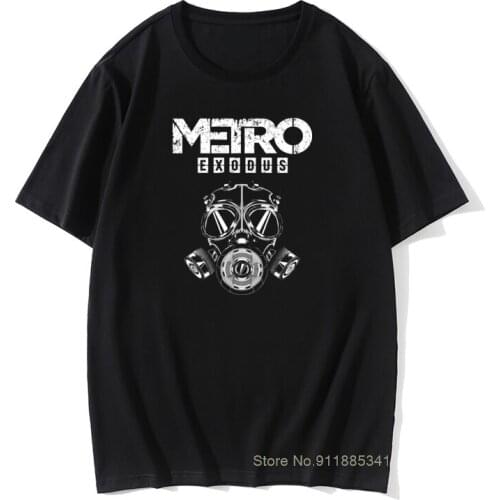 Metro Exodus Men T Shirts Gas Mask Toxic Games T-Shirt Men Short Sleeve Funny Tee Shirt Vintage 100% Cotton Tees Big Size