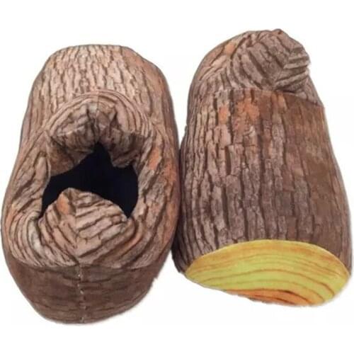 Log Tree Pattern Cotton Slippers Indoor Warm Home Shoes Creative Wooden Stump Mascot Clothing Props Accessories Shoes