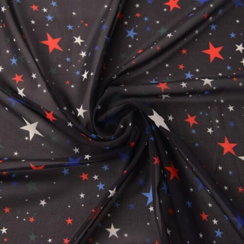 Quality Chiffon tissu Color stars on black background fabric Dress, scarf, garment, live shooting background fabrics
