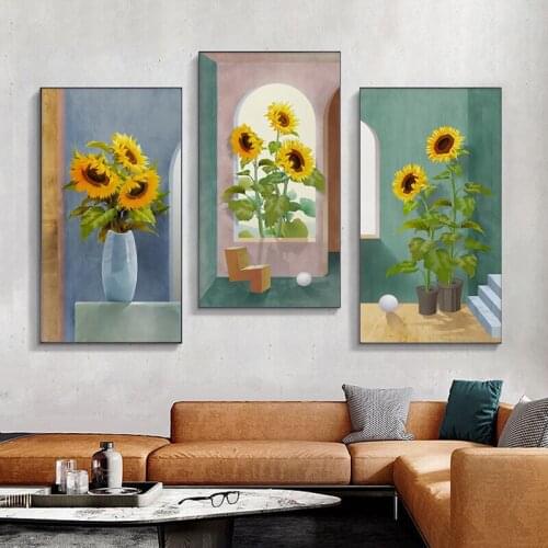 Sunflower Canvas Painting Orchid Flowers Posters and Prints Modern Oil Painting Decoration Maison Home Decor Sunflowers Wall Art