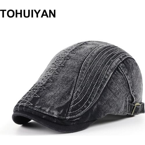 TOHUIYAN Washed Cotton Newsboy Caps for Men Gorras Hombre Beret Hat Casual Boina Male Cap Fashion Women Duckbill Visor Ivy Hats
