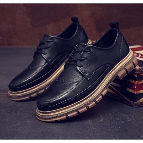 Classic designer mens Mens fashion elegant shose men high sole for brand mens quality leather vintage breathable oxford thick
