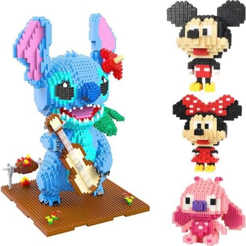 Disney Stitch building blocks Cartoon animal image Reading style Building practical skills brain game gift assembling toys