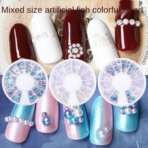 Nail Pearl Jewelry Color Mermaid Colorful Pearl Size Mix Nail Sticker Manicure Jewelry