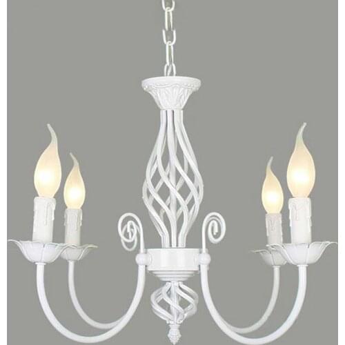 European style E14 bulbs iron Chandeliers living room white lamps modern Chandelier lighting led lustre lighting lamps WF1027