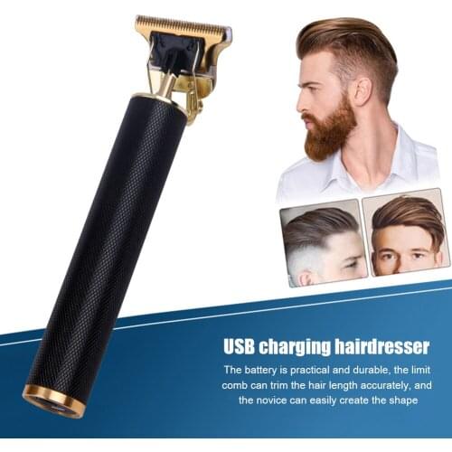 USB Rechargeable Men Hair Cut Machine Carving Trimmer Shaver Aluminum Alloy Electric Hair Clipper Hairdressing Tool