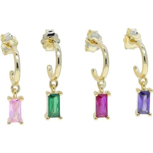 Minimalist 100% 925 Sterling Silver Cz Baguette Cubic Zirconia Drop Earring Gold Filled Cute Brincos For Girls Lovers Chic Gift