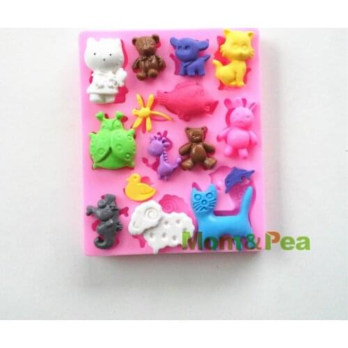 Mom&Pea 0533 Free Shipping Animals Shaped Silicone Mold Cake Decoration Fondant Cake 3D Mold Food Grade