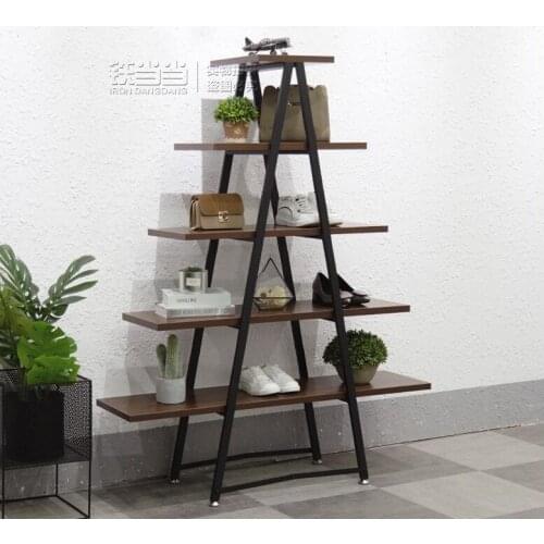 Showcase bale rack, retro clothing store shoe cap running table window design shelf