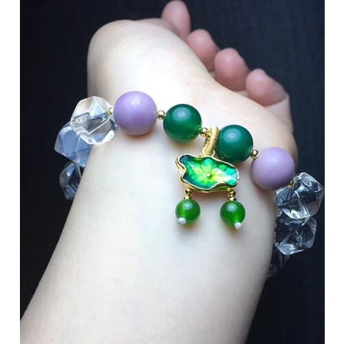 Wholesale White Natural Crystal Bracelets With Shape Beads with Flower Pendant for Women Crystal Single lap Jewelry