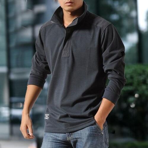 Autumn Casual Shirts Mens Business Thin Slim Temperament Long-sleeved Tops Military Plus Size Leisure Tactical Male Polo Shirt