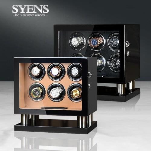 NEW watch winder 6 automatic watches winding box Rotary watch display with USB power and Lcd touch screen for Mens birthday gift