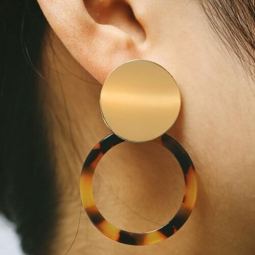 PPG&PGG Round Dangle Earrings For Women 2019 New brown grey white pink Geometric Drop Earring Female Brincos Statement Jewelry