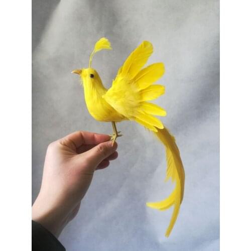 Real life toy about 40x25cm yellow feathers bird spreading wings bird garden decoration prop toy gift h1820