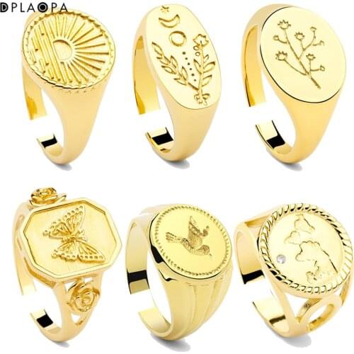 DPLAOPA 925 Sterling Silver Gold RING Saint Teresa Resizable Rings Colibri LEDA One World Rings Women Adjustable Rings Jewels