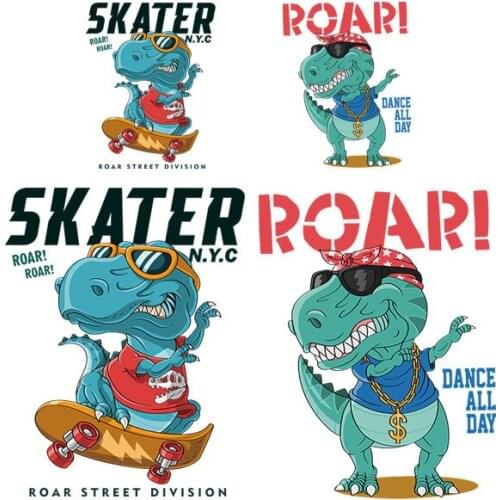 Iron on Jurassic Cretaceous Dinosaur Patches For Clothes Child DIY Applique Heat Transfer Vinyl skateboard Patch Sticker