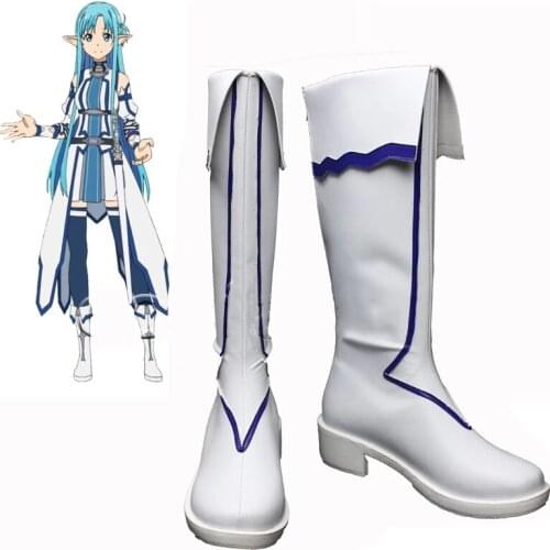 SAO Sword Art Online 2 Yuuki Asuna Cosplay Shoes White Boots Custom-made Any Size Halloween Carnival Party Props