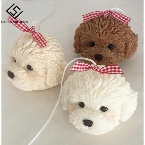 Teddy Dog Head Candle Silicone Mold Animal Shape Fragrance Candle Making Wax Mould Korean Style Candle Mold