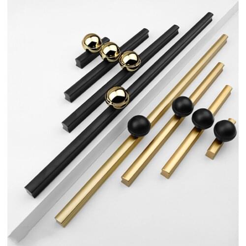 Lengthened Black Wardrobe Door Handle Zinc Alloy Cabinet Drawer Knob Gold Furniture Handle Home Decoration Hardware