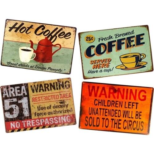Yunuo Coffee Vintage Metal Sign Kitchen,Coffee Shop Warning Sign Wall Decor Wall Art (H)
