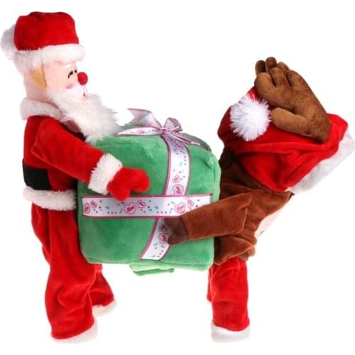 Funny Pet Dog Clothes Santa Claus Carrying Gift Box Costume Fancy Puppy Apparel