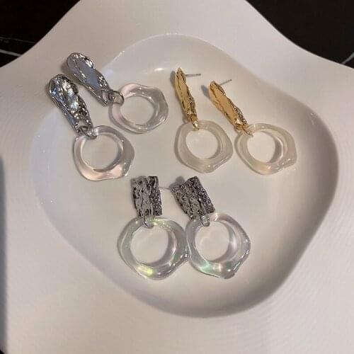 Acrylic Links Post Earring Women`s Fashion Chunky Plastic Chain Drop Earrings