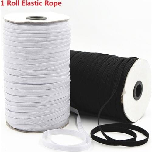1 Roll Elastic Band White Black Nylon Rubber Band Cord Braid Strong Rope Garment Sewing Accessoriy DIY Mask Craft 3/6/ 8/10/12mm