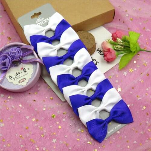 10PCS/Lot Cute Navy White With Clip Grosgrain Ribbon Bow Hairpins 2020 Scrunchie Korean CLIP Hair Accessories For Baby Girl