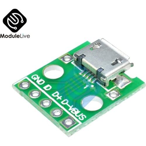2.54 mm MICRO USB to DIP Adapter 5pin Female Connector B type PCB Converter Pinboard 2.54mm